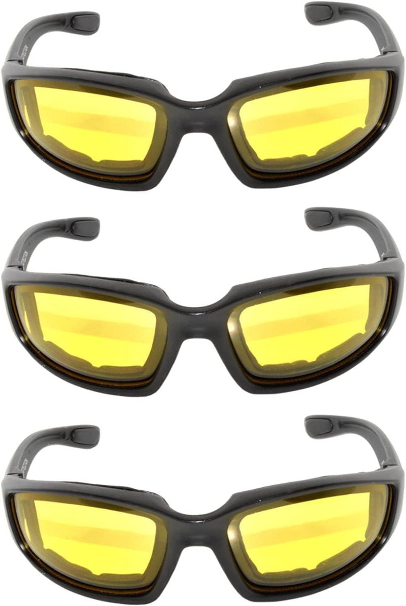 OWL 3 Pack Motorcycle Riding Glasses, Padded Sport Sunglasses, Assorted Colors for Men and Women - Image 2