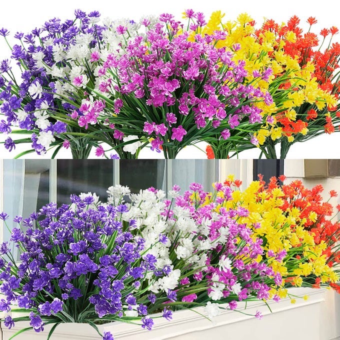20 Bundles Outdoor Artificial Flowers UV Resistant No Fade Fake Boxwood Plastic Plants Greenery Shrubs for Garden Porch Window Box Home Wedding Dcor IndoorOutdoor Use