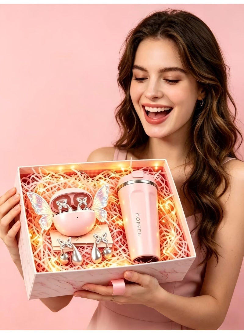 Nestvel Premium Women Gift Box Set with Decorative Butterfly Earphones & Portable Coffee Mug, Ideal for Eid, Birthday, Valentine, Wedding & Daily Surprise Gifts - Image 2