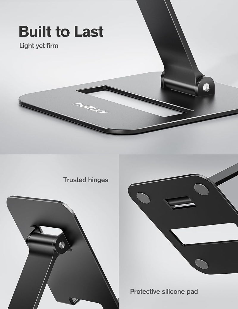 Nulaxy 2 Pack Dual Folding Cell Phone Stand, Fully Adjustable Phone Holder for Desk, Compatible with iPhone 17 16 15 14 13 12 11, Nintendo Switch, All Phones, Black & Rose Gold - Image 5