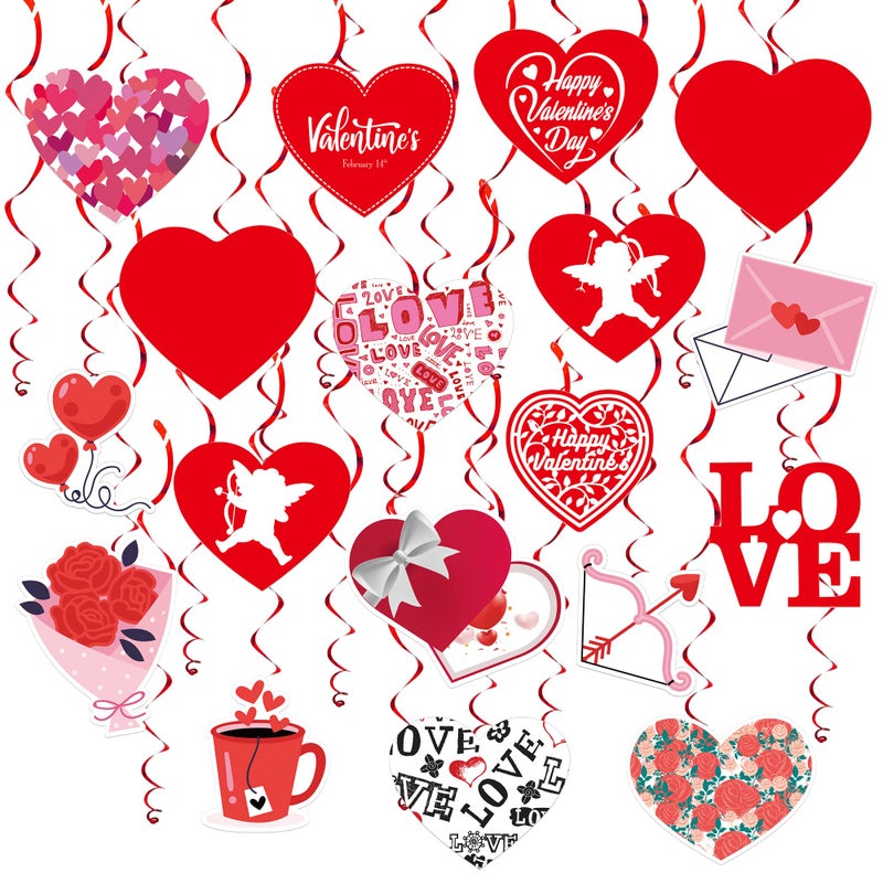 KatchOn, Valentines Hanging Swirls - Large, Pack of 30, No DIY | Valentines Day Hanging Decorations | Hanging Valentines Day Decorations | Hanging Hearts Decorations for Valentines Day Decor - Image 1