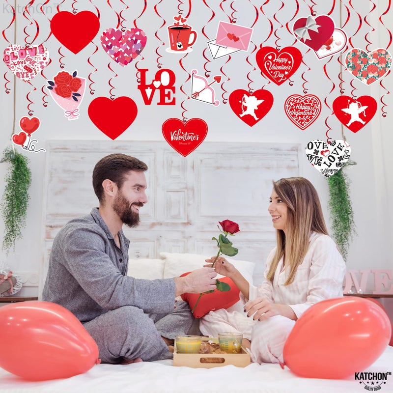 KatchOn, Valentines Hanging Swirls - Large, Pack of 30, No DIY | Valentines Day Hanging Decorations | Hanging Valentines Day Decorations | Hanging Hearts Decorations for Valentines Day Decor - Image 2