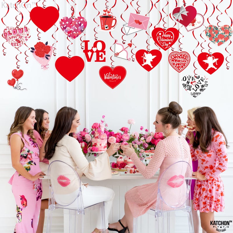 KatchOn, Valentines Hanging Swirls - Large, Pack of 30, No DIY | Valentines Day Hanging Decorations | Hanging Valentines Day Decorations | Hanging Hearts Decorations for Valentines Day Decor - Image 3