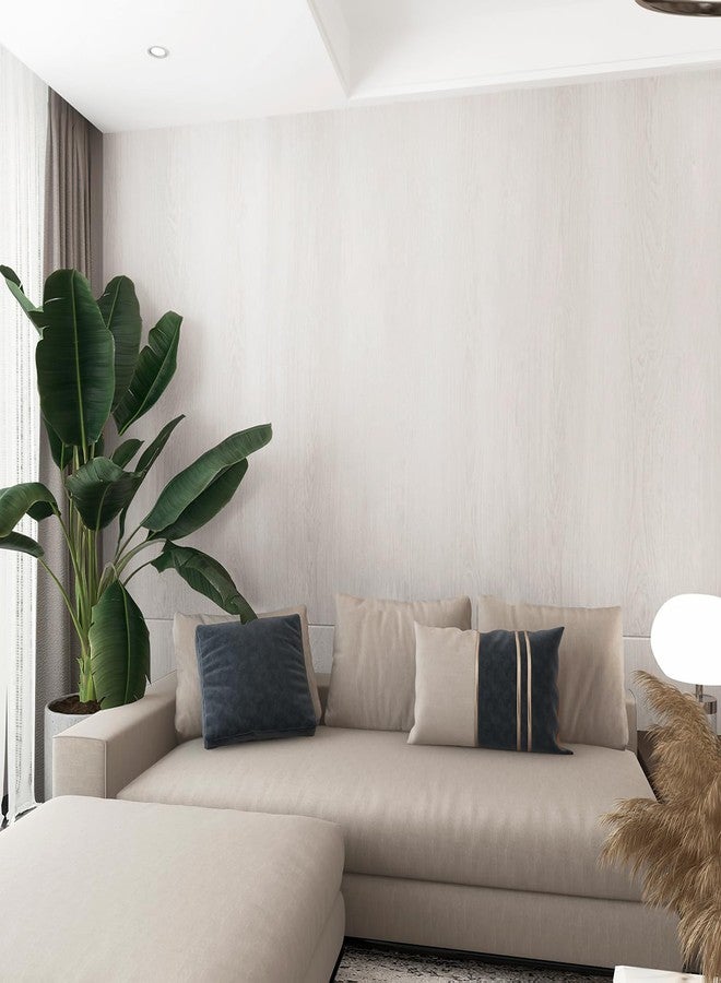 TOTIO 24x197inch Wide Beige White Oak Wood Wallpaper Peel and Stick Light Wood Grain Vinyl Wrap Oak Contact Paper for Countertop Air Guide Slot Design Matte Thicken Self-adhesive Waterproof DIY Wall Sticker - Image 4