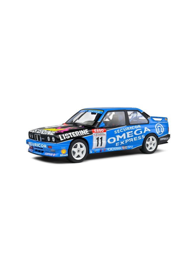 Solido BMW E30 M3 BTCC 1991 #1 W. Hoy Blue Diecast Model Car, 1:18 Scale, Opening Front Doors, Steerable Wheels, Collector Display Model - Image 1