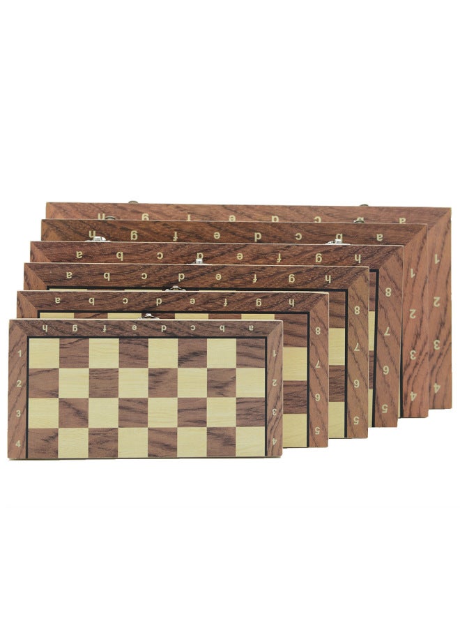 لعبة الشطرنج المغناطيسية الخشبية ثلاثة في واحد، لعبة الشطرنج الغربية القابلة للطي، بطاقة تعليمية على الطاولة - اللون: W2804M(39 سم) - Image 4
