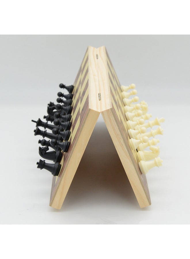 لعبة الشطرنج المغناطيسية الخشبية ثلاثة في واحد، لعبة الشطرنج الغربية القابلة للطي، بطاقة تعليمية على الطاولة - اللون: W2804M(39 سم) - Image 5