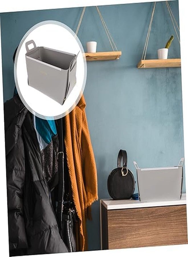 MIXEN Multipurpose Storage Organizer, Foldable Leather Basket, Soft Table Organizer, Porch Organizer, Desktop Storage Box，Foldable Leather Box, Make up Organizer (GREY) - Image 5