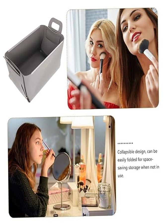 MIXEN Multipurpose Storage Organizer, Foldable Leather Basket, Soft Table Organizer, Porch Organizer, Desktop Storage Box，Foldable Leather Box, Make up Organizer (GREY) - Image 4