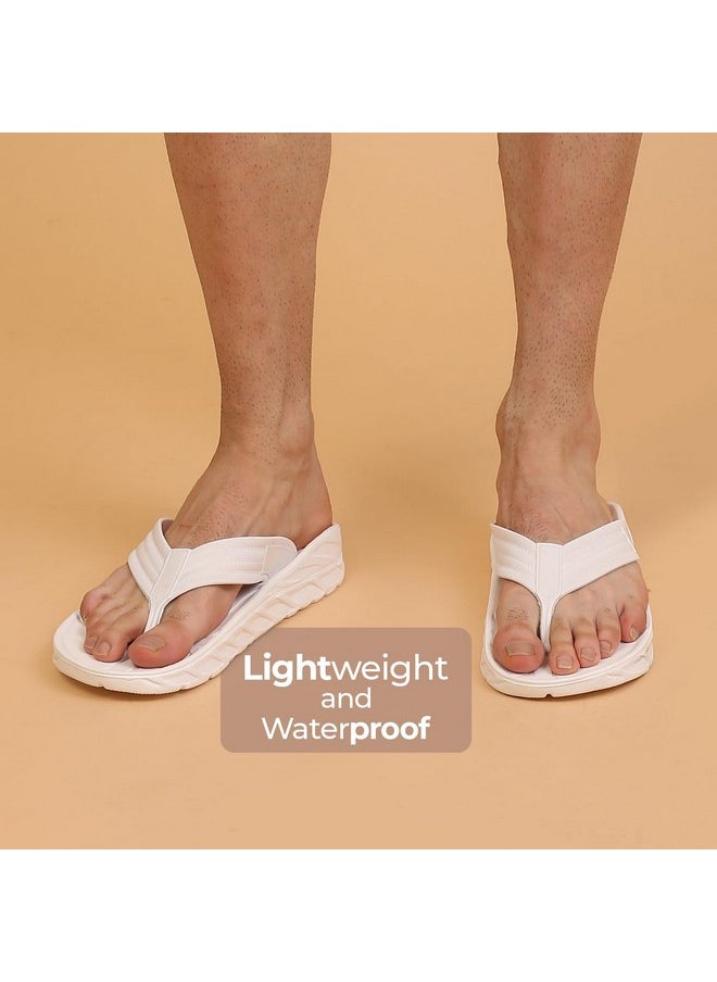 YOHO YOHO Cushion Slippers for Men| Durable| Lightweight| Waterproof| White - UK 6  - Image 2