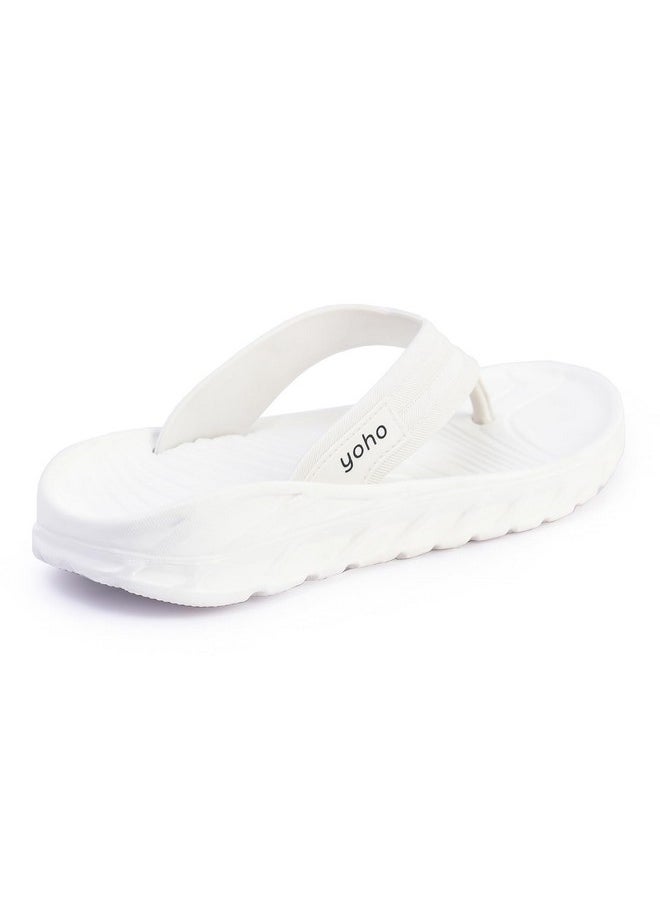 YOHO YOHO Cushion Slippers for Men| Durable| Lightweight| Waterproof| White - UK 6  - Image 1
