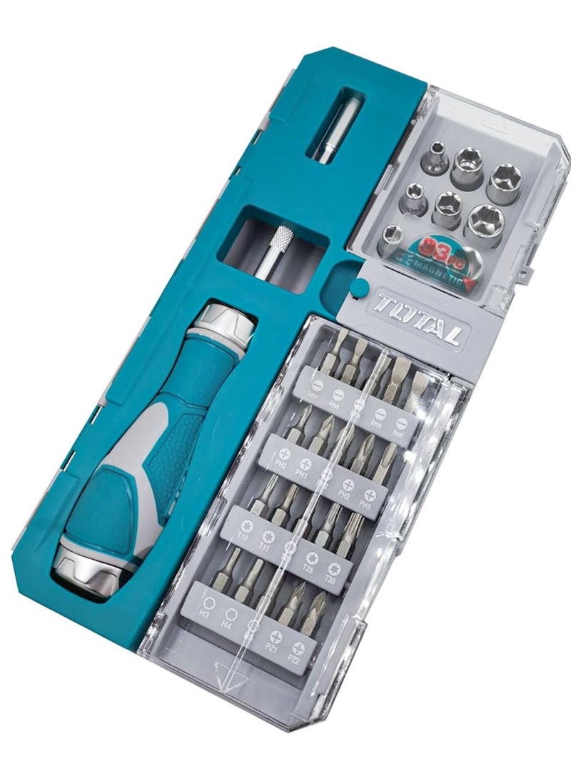 TOTAL Screwdriver Set for Home / Office / Workshop / Electrician's - TACSD30336 T.O.T.A.L 33 pcs Interchangeable Industrial - Image 3