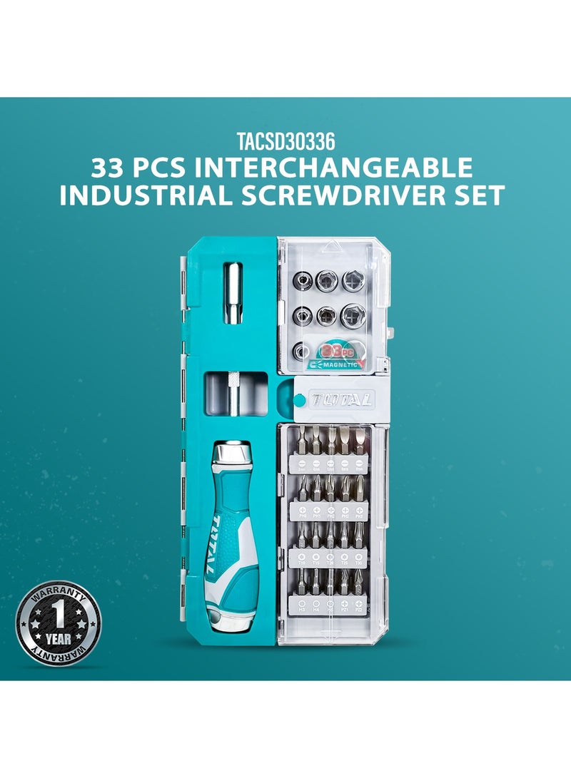 TOTAL Screwdriver Set for Home / Office / Workshop / Electrician's - TACSD30336 T.O.T.A.L 33 pcs Interchangeable Industrial - Image 1
