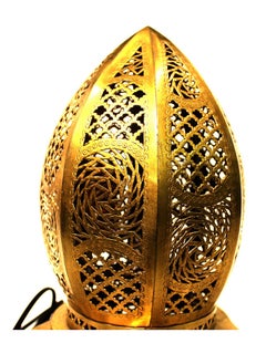 Antique Museum Moroccan Handmade Arabic Traditional Brass Table Lamp  - Image 3