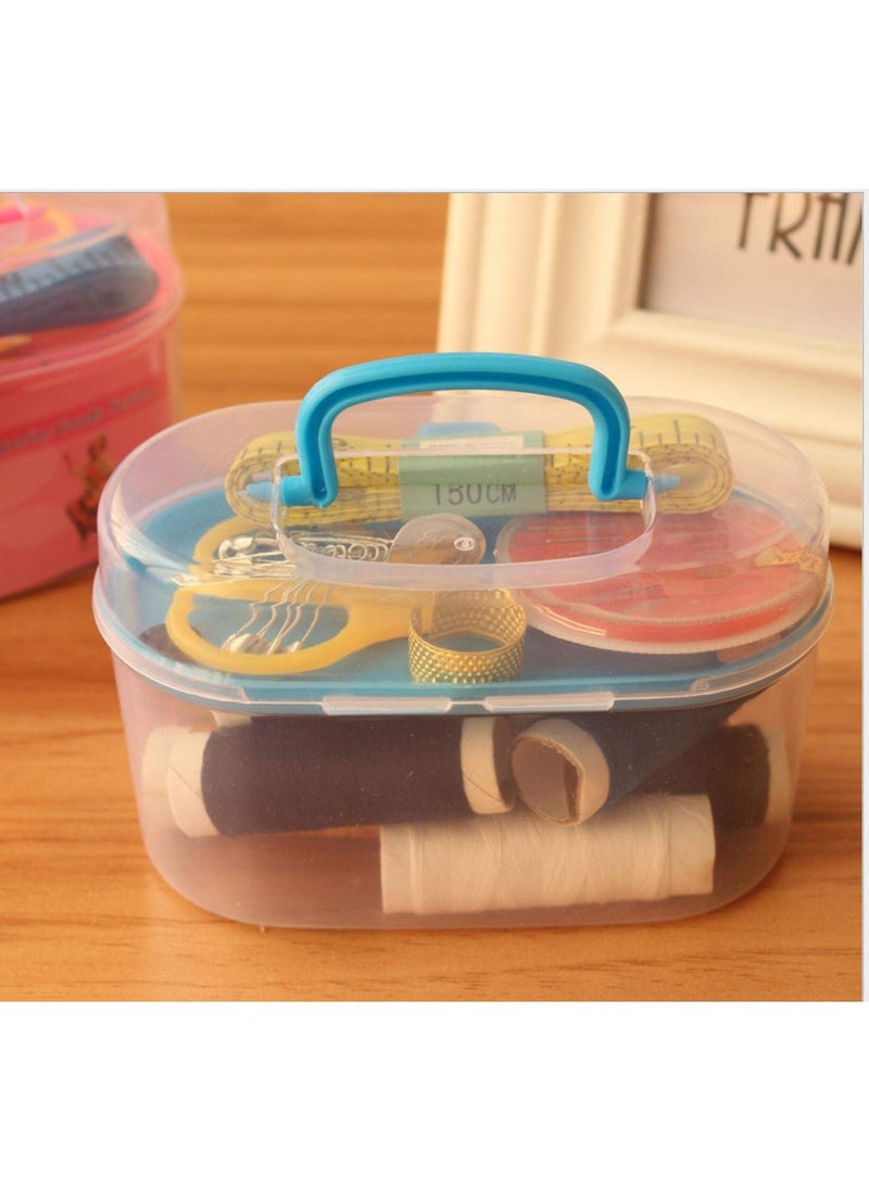 مجموعة خياطة محمولة مع حقيبة - صندوق خياطة سفر متعدد الوظائف للمنزل والحرف اليدوية وحالات الطوارئ - تتضمن إبرًا وخيطًا ومقصًا والمزيد