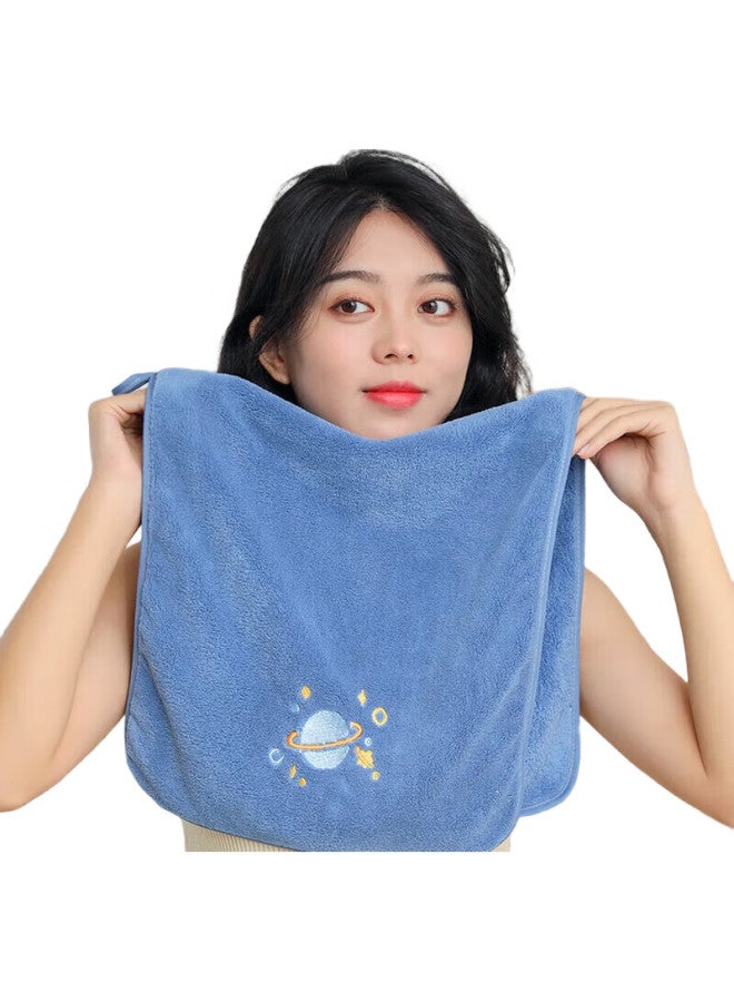 Grace Antibacterial Towels, 2-Pack, For Home Use, Face Washing, Men And Women, Adults, Quick-Drying Coral Fleece, Bath Towels For Couples, Navy Blue + Shell Pink - Image 2