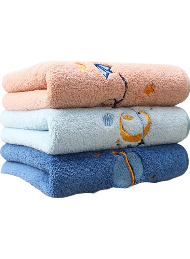 Grace Antibacterial Towels, 2-Pack, For Home Use, Face Washing, Men And Women, Adults, Quick-Drying Coral Fleece, Bath Towels For Couples, Navy Blue + Shell Pink - Image 1