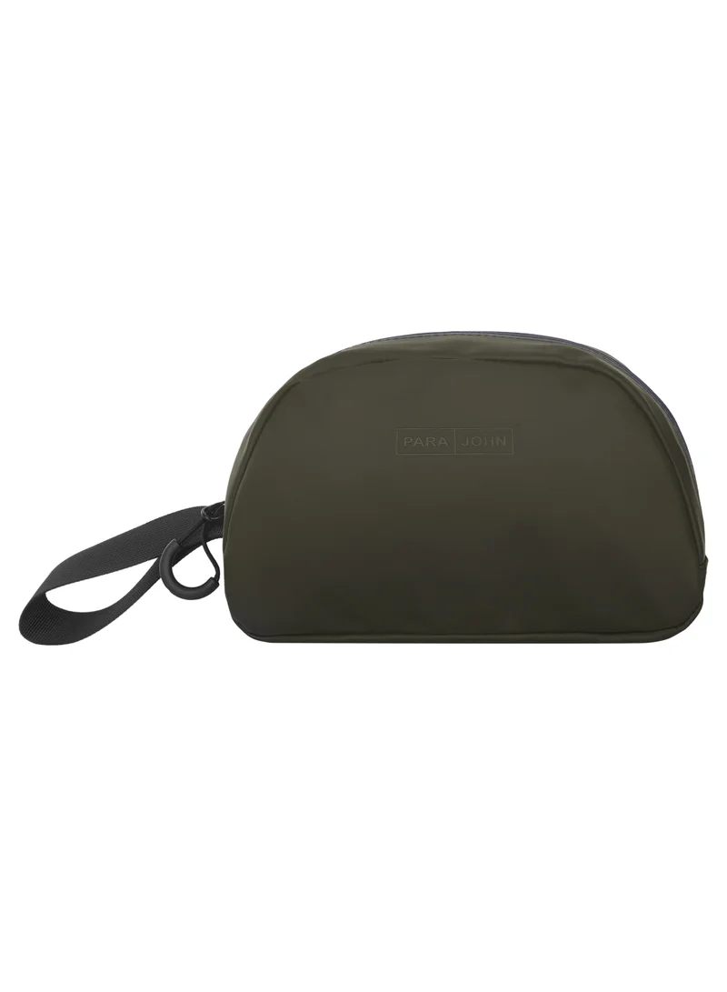 Solid Wrist Bag With Strap and Zip Closure Green
