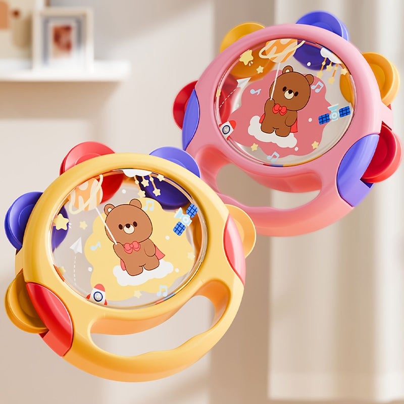 Yellow Toy Hand Drum for Infants Percussion Tambourine Early Learning Educational Rattle Drum for Babies Toddlers Auditory Development - Image 4