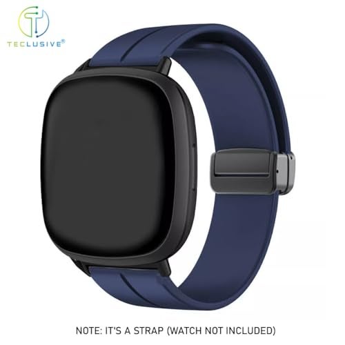 T TECLUSIVE Soft Silicone Strap Band with Magnetic Lock Compatible for Fitbit Versa 4 / Versa 3 / Sense 2 | Adjustable Silicone Rubber Band for Versa 4 3 Sense (Blue) - Image 5