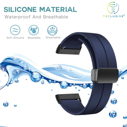 T TECLUSIVE Soft Silicone Strap Band with Magnetic Lock Compatible for Fitbit Versa 4 / Versa 3 / Sense 2 | Adjustable Silicone Rubber Band for Versa 4 3 Sense (Blue) - Image 3