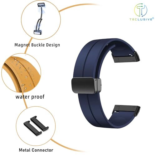 T TECLUSIVE Soft Silicone Strap Band with Magnetic Lock Compatible for Fitbit Versa 4 / Versa 3 / Sense 2 | Adjustable Silicone Rubber Band for Versa 4 3 Sense (Blue) - Image 2