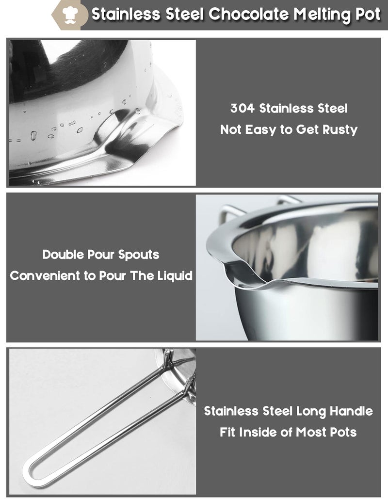 Marsheepy 1000ML/1QT Double Boiler Chocolate Melting Pot with 2QT 304 Stainless Steel Pot, Chocolate Melting Pot with Silicone Spatula for Melting Chocolate, Candy, Candle, Soap, Wax - Image 2