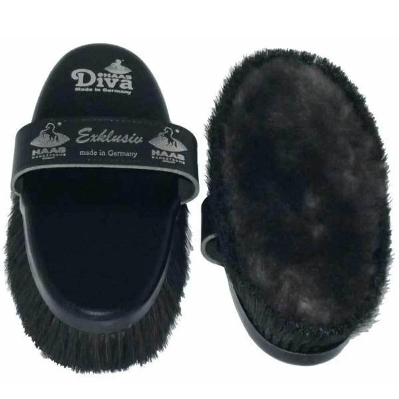 Diva Exclusive Grooming Brush with Matte Lambskin Black,200 x 85mm