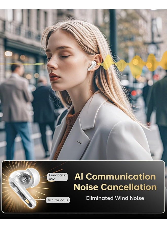 كروم Charome A37 Buds Pro ANC+ENC Wireless Earphone | Superior Sound, Noise Cancellation, Long Battery Life, Bluetooth 5.0, Ergonomic Design, Touch Controls, White - Image 5