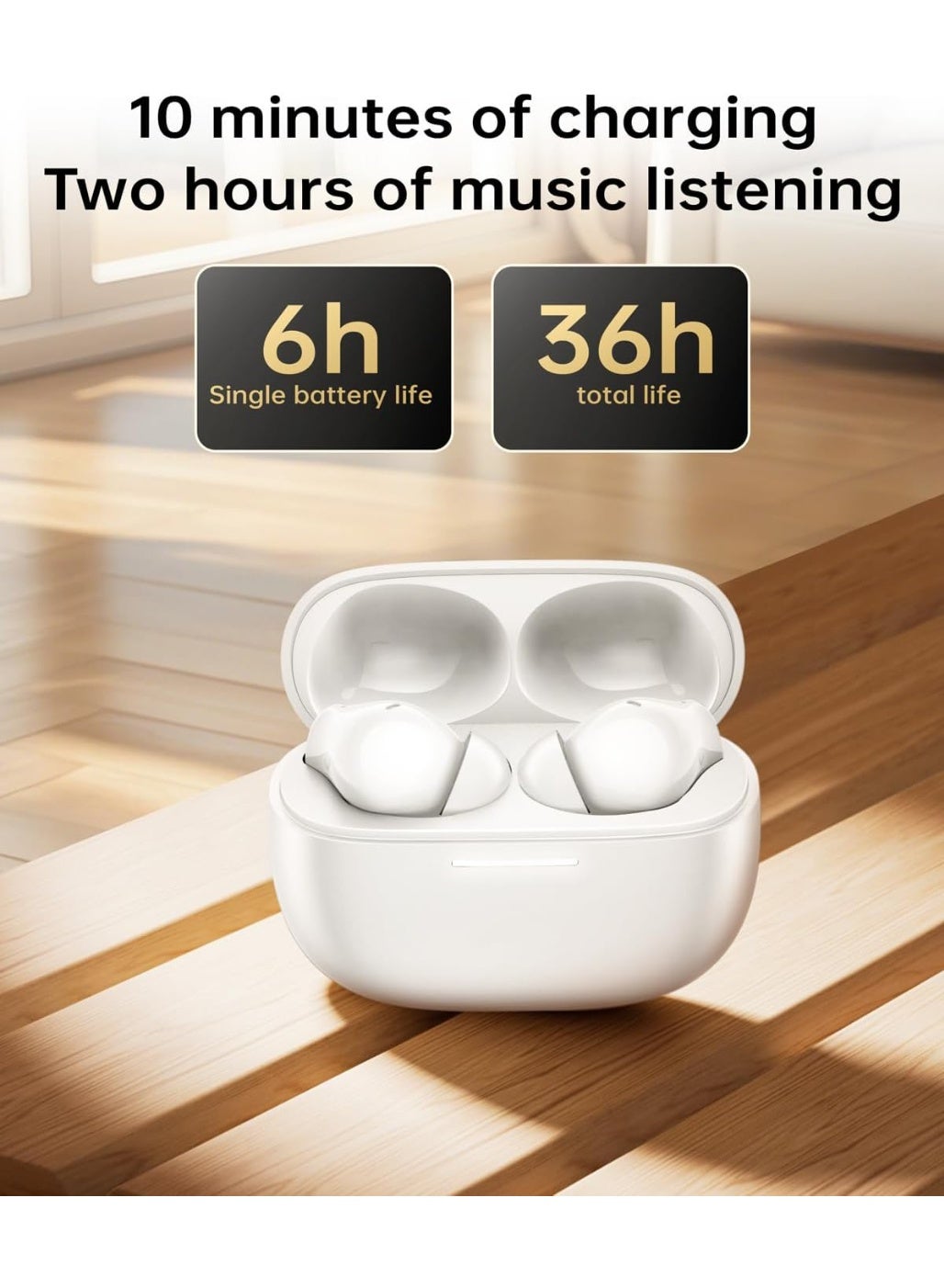 Charome A37 Buds Pro ANC+ENC Wireless Earphone | Superior Sound, Noise Cancellation, Long Battery Life, Bluetooth 5.0, Ergonomic Design, Touch Controls, White