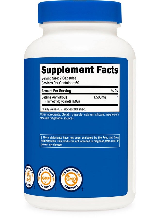 Nutricost Betaine Anhydrous Capsules 1500mg, 60 Servings - Gluten Free, Non-GMO, 750mg Per Cap, 120 Capsules - Image 5