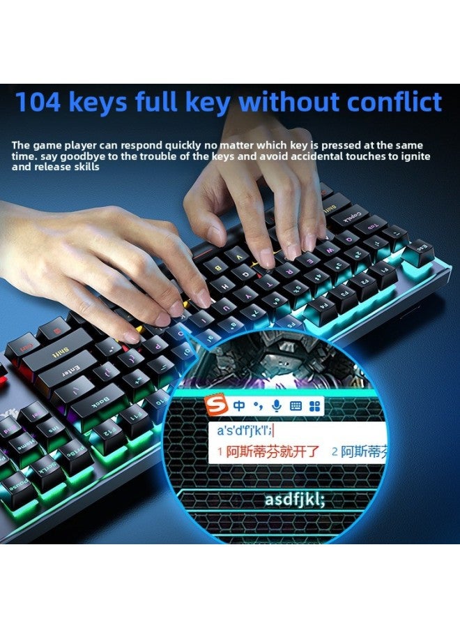 Wired Keyboard And Mouse Really Special Mute Game Mechanical Radio Competition Red Axis Non-green Axis Peripheral Black Axis K Computer Key-Color:E-sports True Mechanical Switch Body-silver White Blue Light [2-piece Set-black Switch]+m6 Wireless Bluetooth Dual-mode Mouse-official Standard  - Image 3