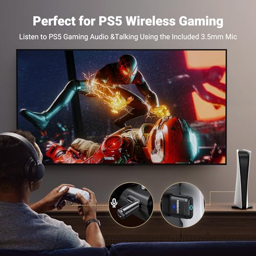 UGREEN Bluetooth 5.3 Adapter for PS4 PS5 USB Audio Transmitter APTX Connecting Bluetooth Headphones to PS5, PS4, Switch, PC, Wireless Audio Adapter (Plug & Play) - Image 3