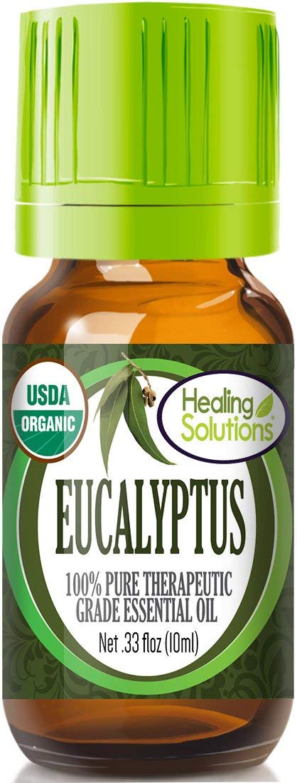 Healing Solutions Organic Eucalyptus Essential Oil (10ml/0.33 oz), Undiluted & Pure Eucalyptus Oil for Hair, Skin & Diffuser - Image 1