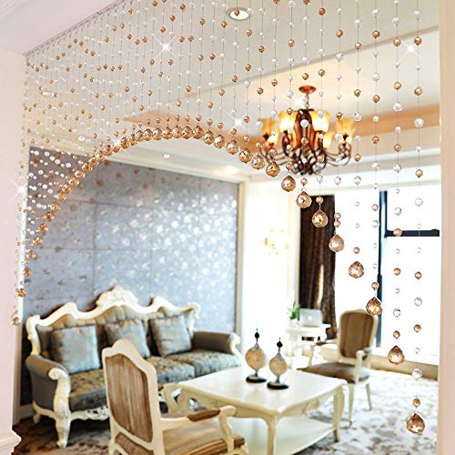 PINDIA Acrylic Crystal Strings Bead Curtain Original Glass Drop (45 ARC, Champagne) - Image 1