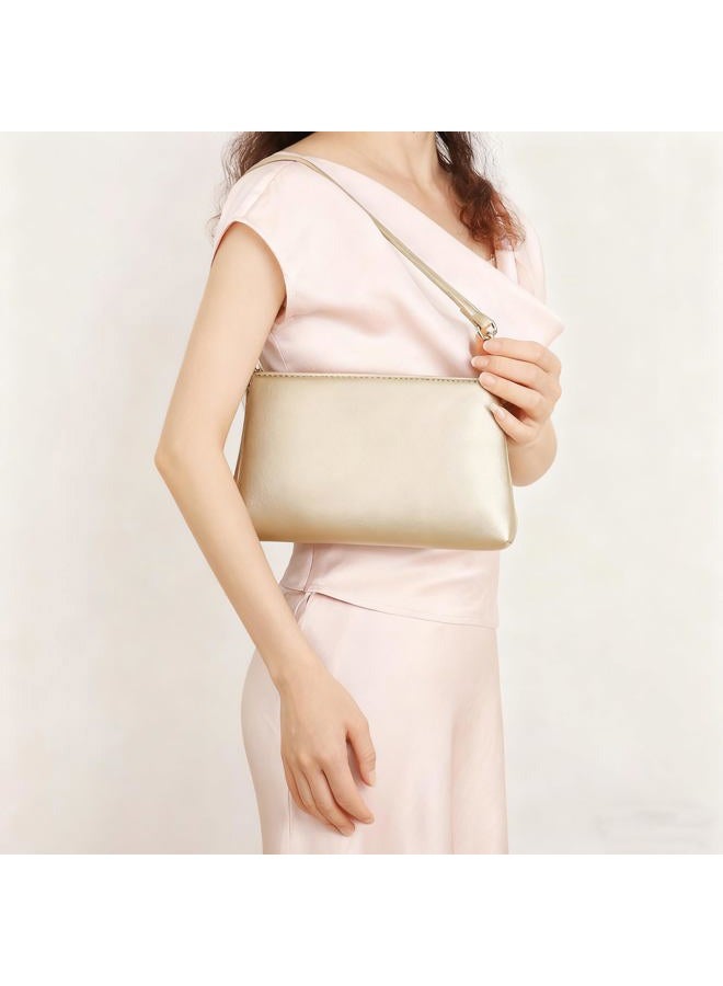 Valleycomfy Women Clutch Purses Ladies Pu Leather Evening Bag Shoulder Bag Handbag for Party/Wedding/Cocktail/Prom/Club, Gold - Image 2