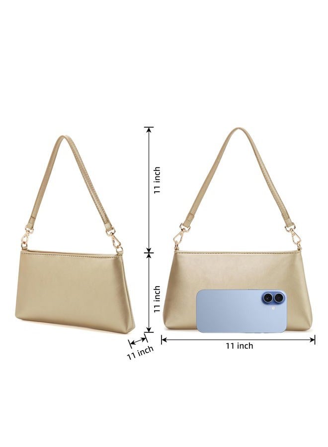 Valleycomfy Women Clutch Purses Ladies Pu Leather Evening Bag Shoulder Bag Handbag for Party/Wedding/Cocktail/Prom/Club, Gold - Image 4