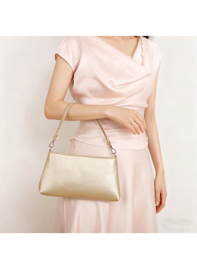 Valleycomfy Women Clutch Purses Ladies Pu Leather Evening Bag Shoulder Bag Handbag for Party/Wedding/Cocktail/Prom/Club, Gold - Image 3