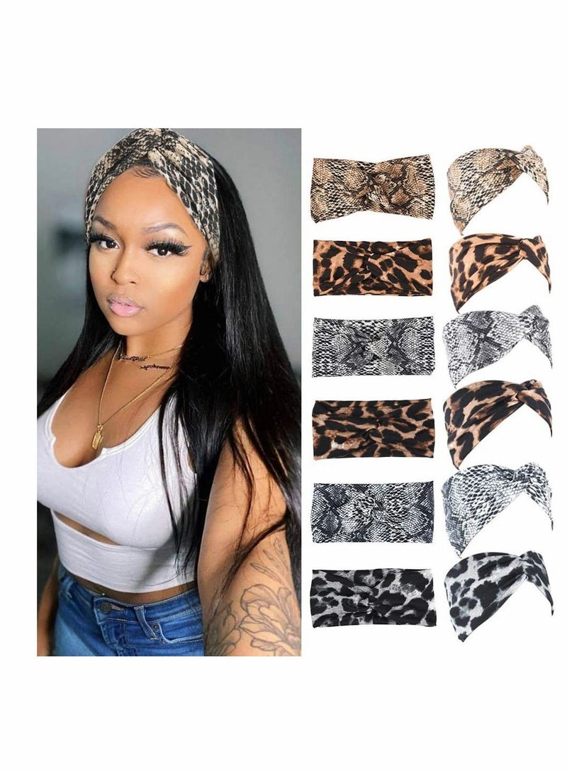 إسكدنيا Elastic Headbands, Fashion Headbands Twisted Criss Cross Hair Bands Turban Headwraps Accessories, Non Slip Soft Cute Wide Workout Yoga for Women Girls, 6 Pcs - Image 1