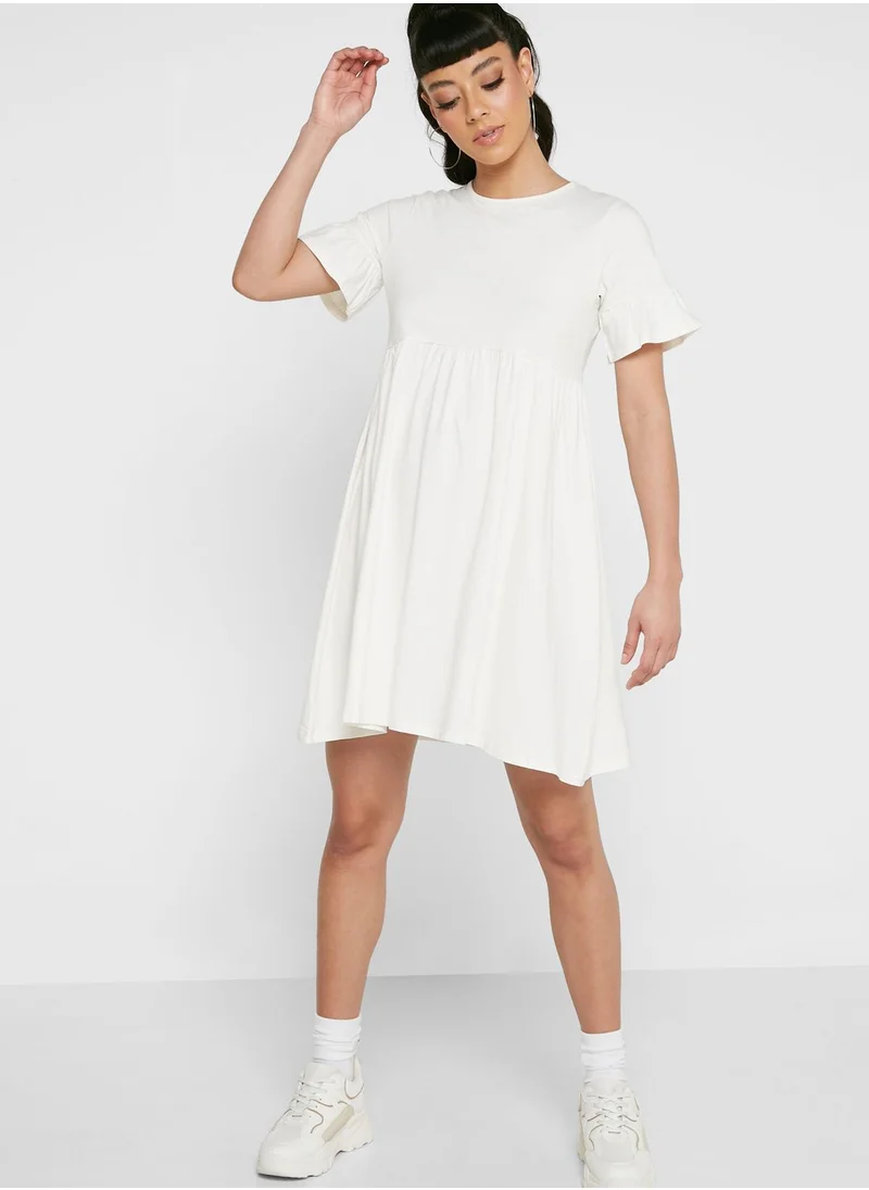 boohoo Ruffle Detail Pleated Dress