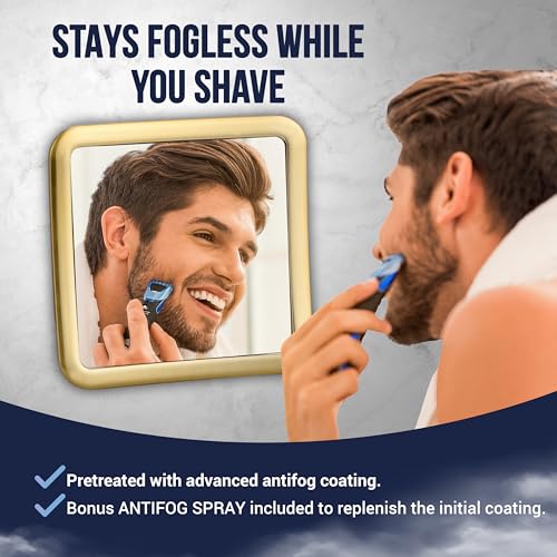 MIRRORVANA Fogless Shower Mirror for Shaving with Improved Suction and 360° Swivel - Unbreakable Fog Free Mirror for Men and Women - 6.3" x 6.3" (Gold) - Image 2