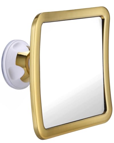 MIRRORVANA Fogless Shower Mirror for Shaving with Improved Suction and 360° Swivel - Unbreakable Fog Free Mirror for Men and Women - 6.3" x 6.3" (Gold) - Image 1