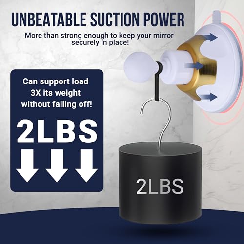 MIRRORVANA Fogless Shower Mirror for Shaving with Improved Suction and 360° Swivel - Unbreakable Fog Free Mirror for Men and Women - 6.3" x 6.3" (Gold) - Image 5