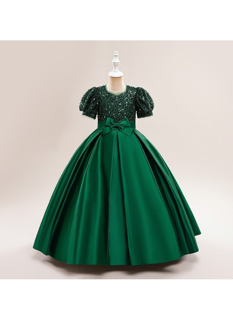 M MIAOYAN Children's Party Piano Performance Sequin Princess Dress - Image 1