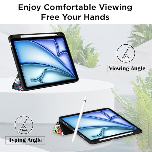 Robustrion Case Cover for iPad Air 11 inch M4/M3/M2 (2024/2025/2026)/iPad Air 4th 5th Generation Cover 10.9" with [Pencil Holder Right Side][Flexible Back][Auto Sleep Wake] and Stylus Pen - Hippy - Image 4