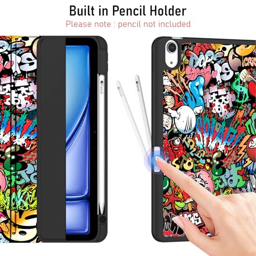 Robustrion Case Cover for iPad Air 11 inch M4/M3/M2 (2024/2025/2026)/iPad Air 4th 5th Generation Cover 10.9" with [Pencil Holder Right Side][Flexible Back][Auto Sleep Wake] and Stylus Pen - Hippy - Image 5