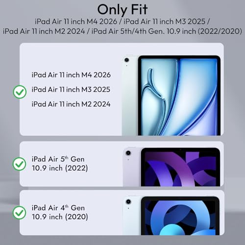 Robustrion Case Cover for iPad Air 11 inch M4/M3/M2 (2024/2025/2026)/iPad Air 4th 5th Generation Cover 10.9" with [Pencil Holder Right Side][Flexible Back][Auto Sleep Wake] and Stylus Pen - Hippy - Image 2