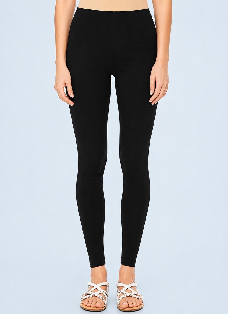 Fabienne Cotton Leggings for Women Soft Stretch Pants Cotton Yoga Pants Elastic Waist Womens Leggings Black Skinny Comfortable Everyday Fit - Image 1