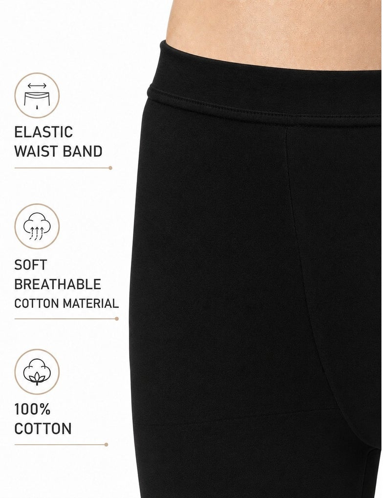 Fabienne Cotton Leggings for Women Soft Stretch Pants Cotton Yoga Pants Elastic Waist Womens Leggings Black Skinny Comfortable Everyday Fit - Image 2