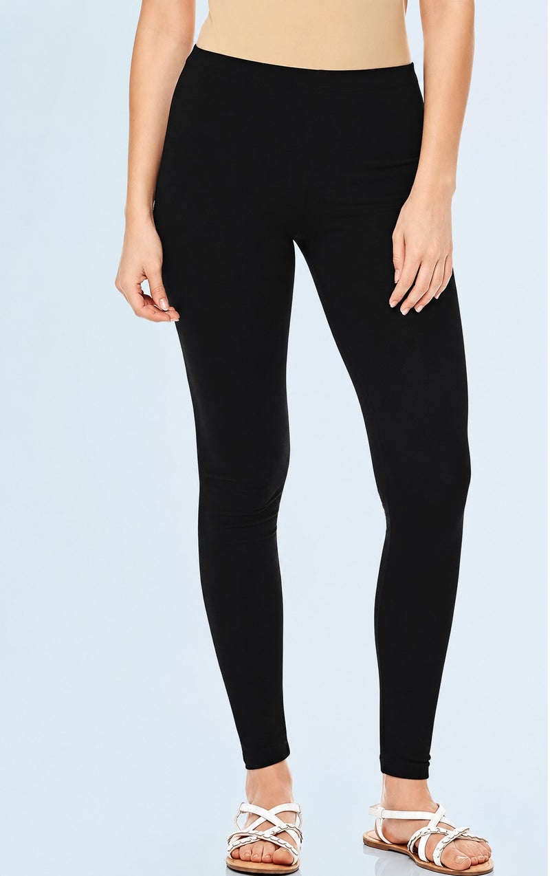 Fabienne Cotton Leggings for Women Soft Stretch Pants Cotton Yoga Pants Elastic Waist Womens Leggings Black Skinny Comfortable Everyday Fit - Image 3
